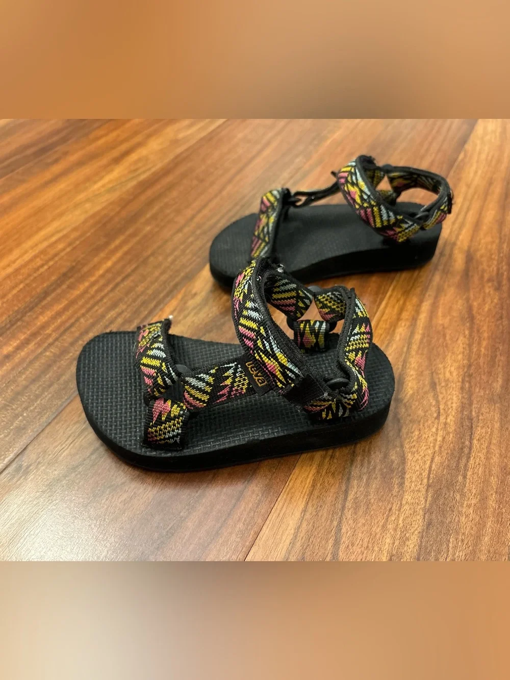 Teva Black Rainbow Strap Velcro Sandals